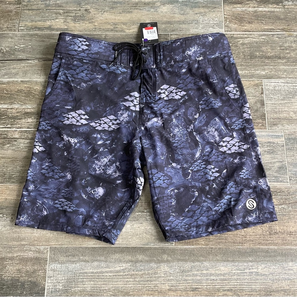 Men's Blue Patterned Swim Shorts